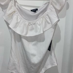 White, off the shoulder, express bodysuit size small